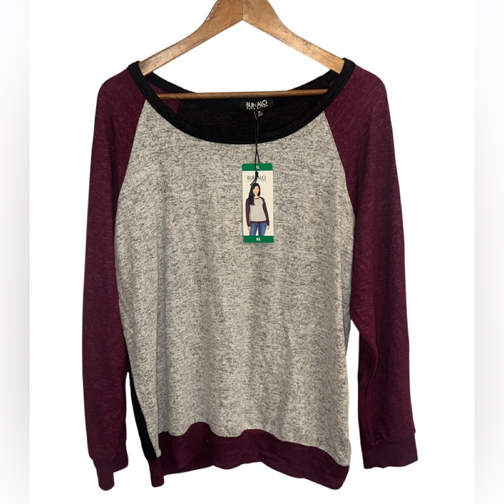 Buffalo David Bitton Maroon and Heather Gray Sweatshirt